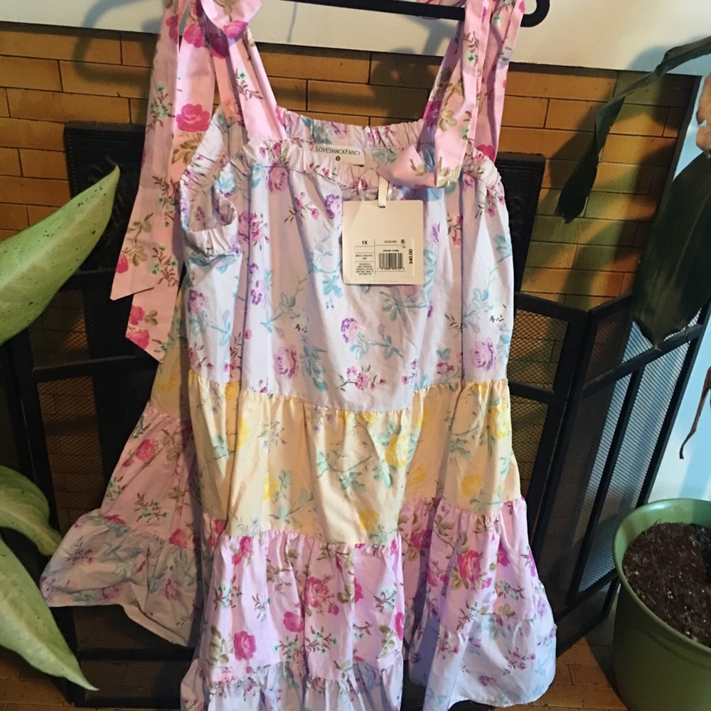 Loveshack fancy cropped multi ruffle dress